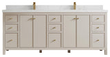 Chicago 84" Double Sink Bathroom Vanity, Fine Grain 2" Empira Quartz