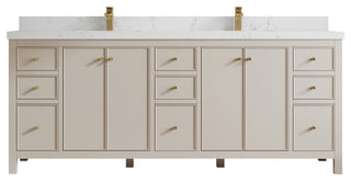 Chicago 84" Double Sink Bathroom Vanity, Fine Grain 2" Empira Quartz