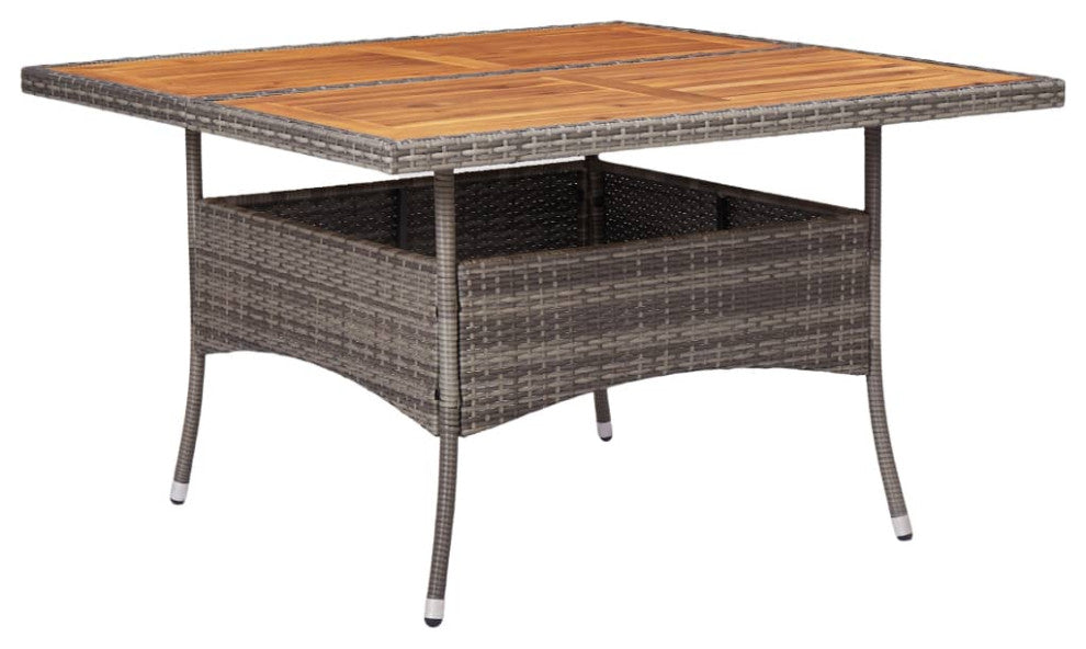 vidaXL Solid Acacia Wood Patio Dining Set 9 Piece Poly Rattan Gray Garden Seat