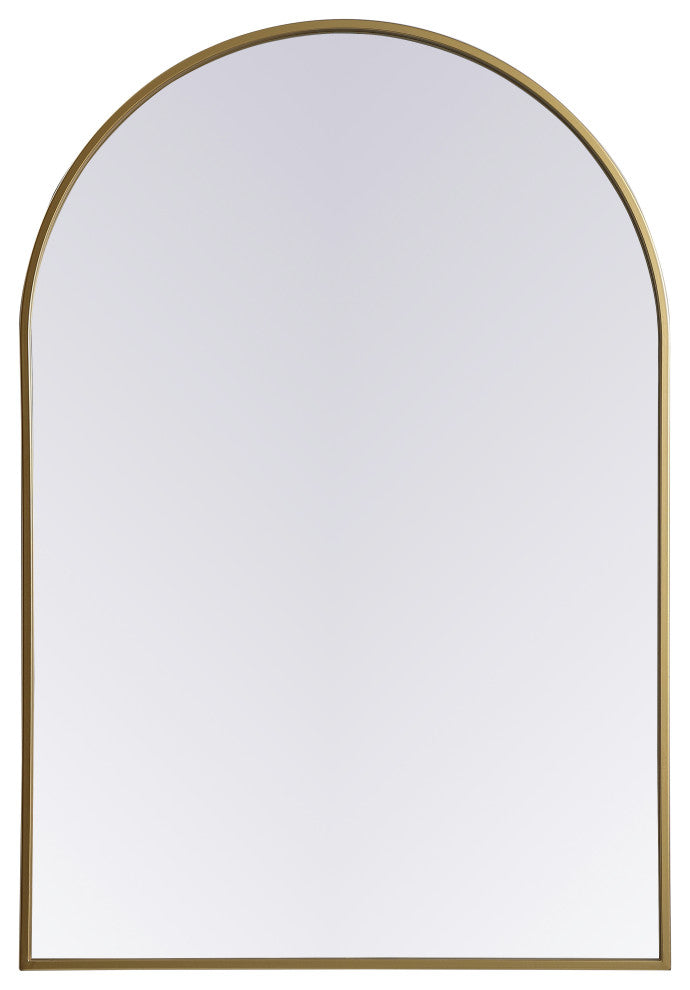 Metal Frame Arch Mirror 27X40 Inch, Brass