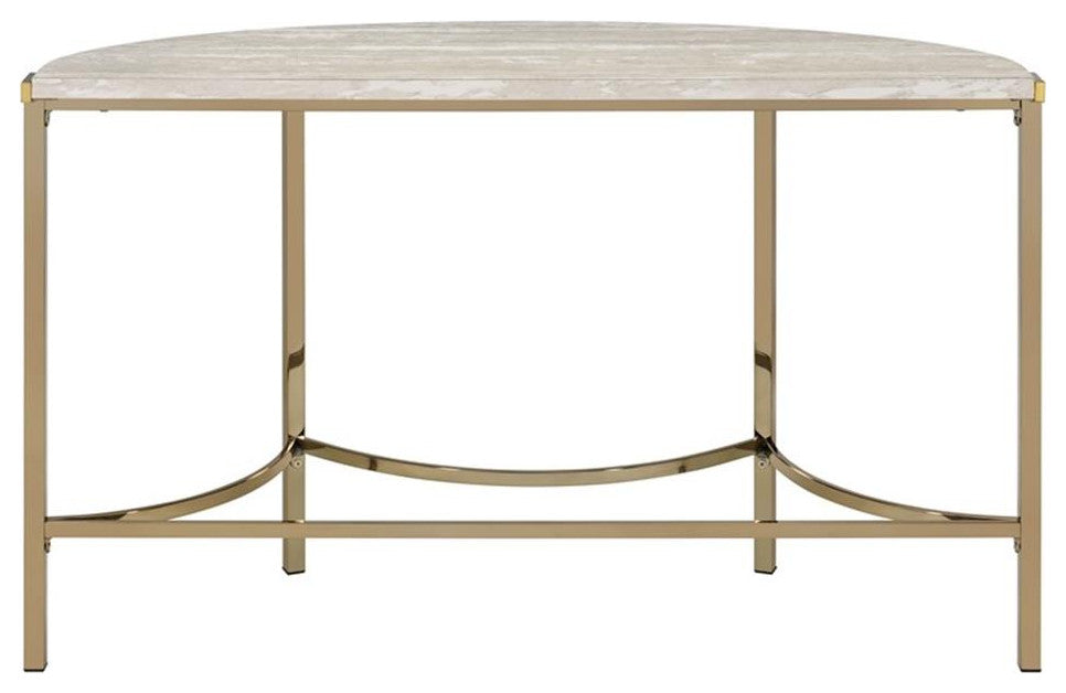 Furniture of America Vasket Contemporary Metal Sofa Table in Gold Champagne