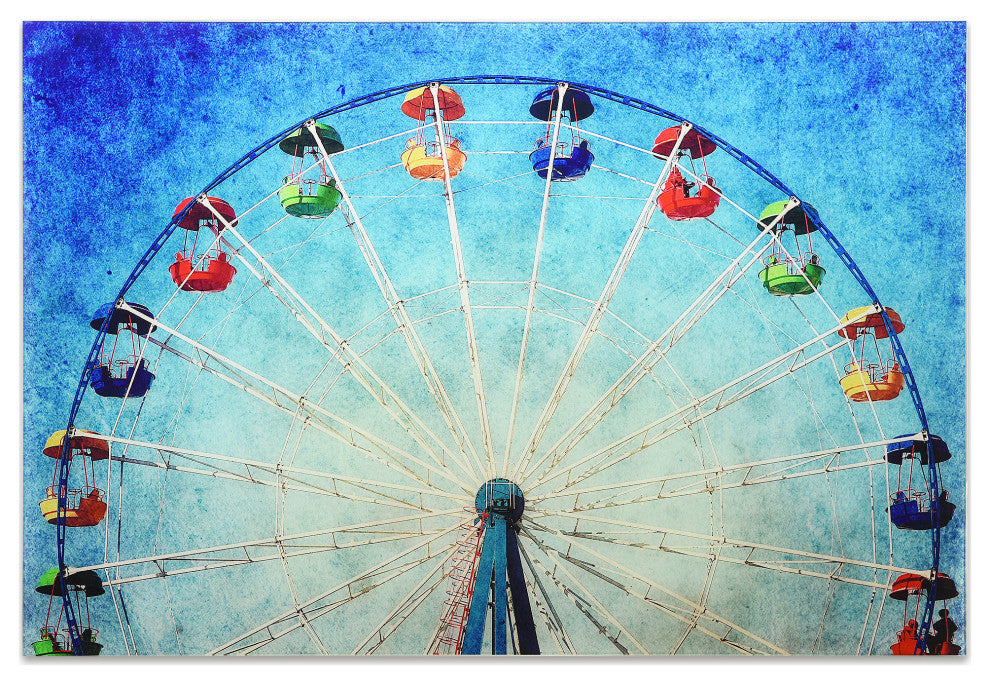 Ferris Wheel Wall Art Tempered Glass Contemporary Artwork 48" x 32"