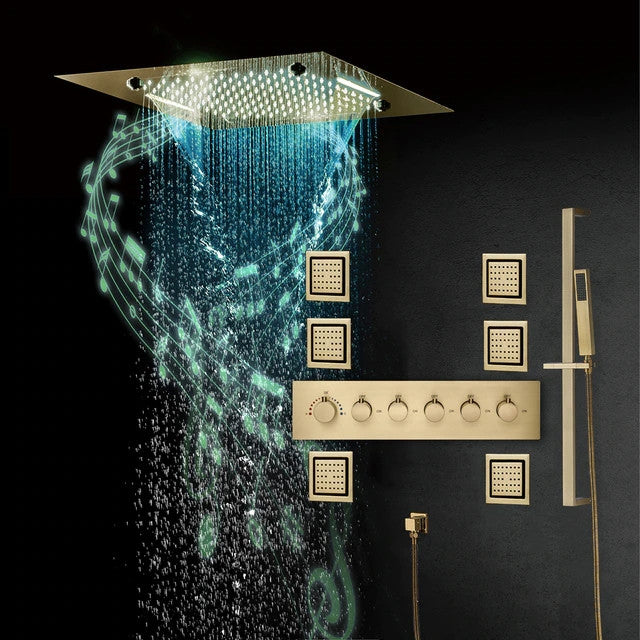 Led Musical Shower System With Hand Shower, Style 7- Touch Panel