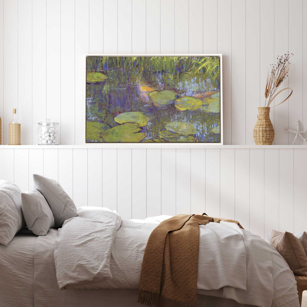 "Game of Shadows" - A Reflective Pond's Serene Art Canvas