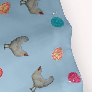 70"Wx73"L Chickens and Eggs Shower Curtain, After Rain Blue
