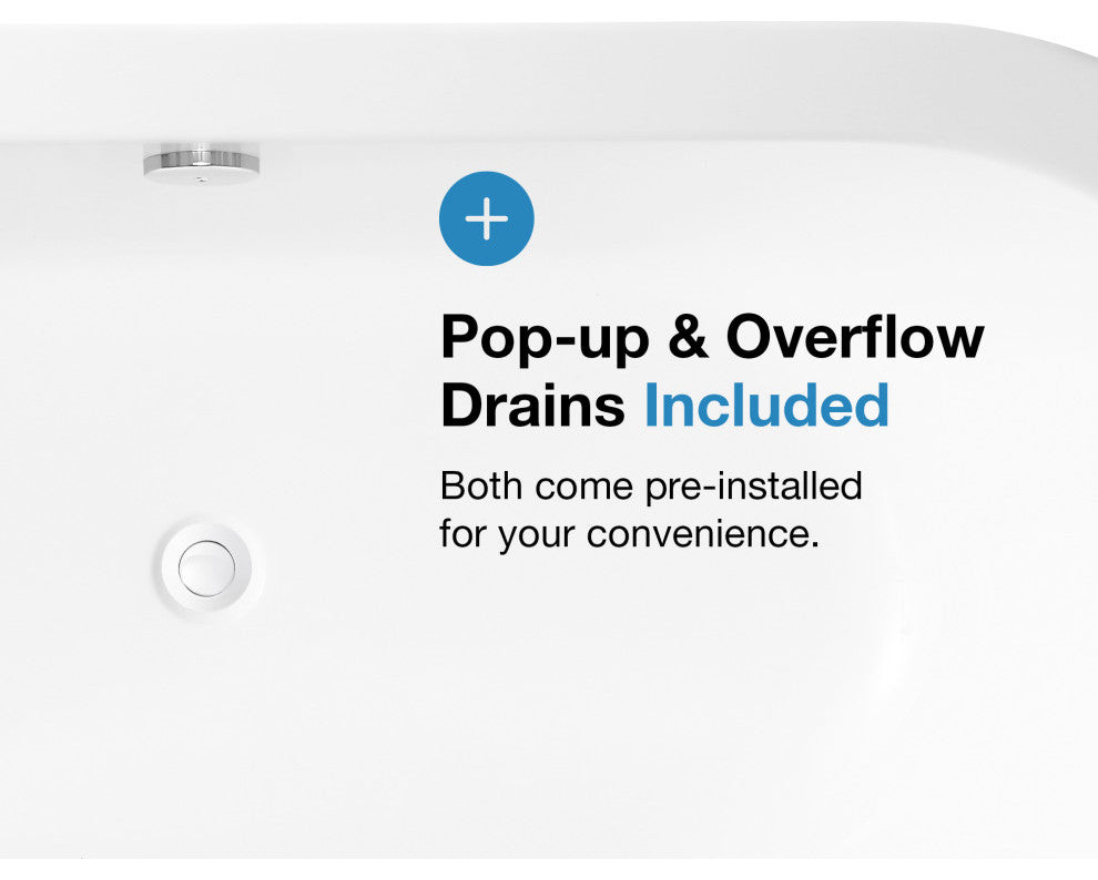 OVE Decors Serenity Freestanding 71" Acrylic Center Drain Bathtub in White