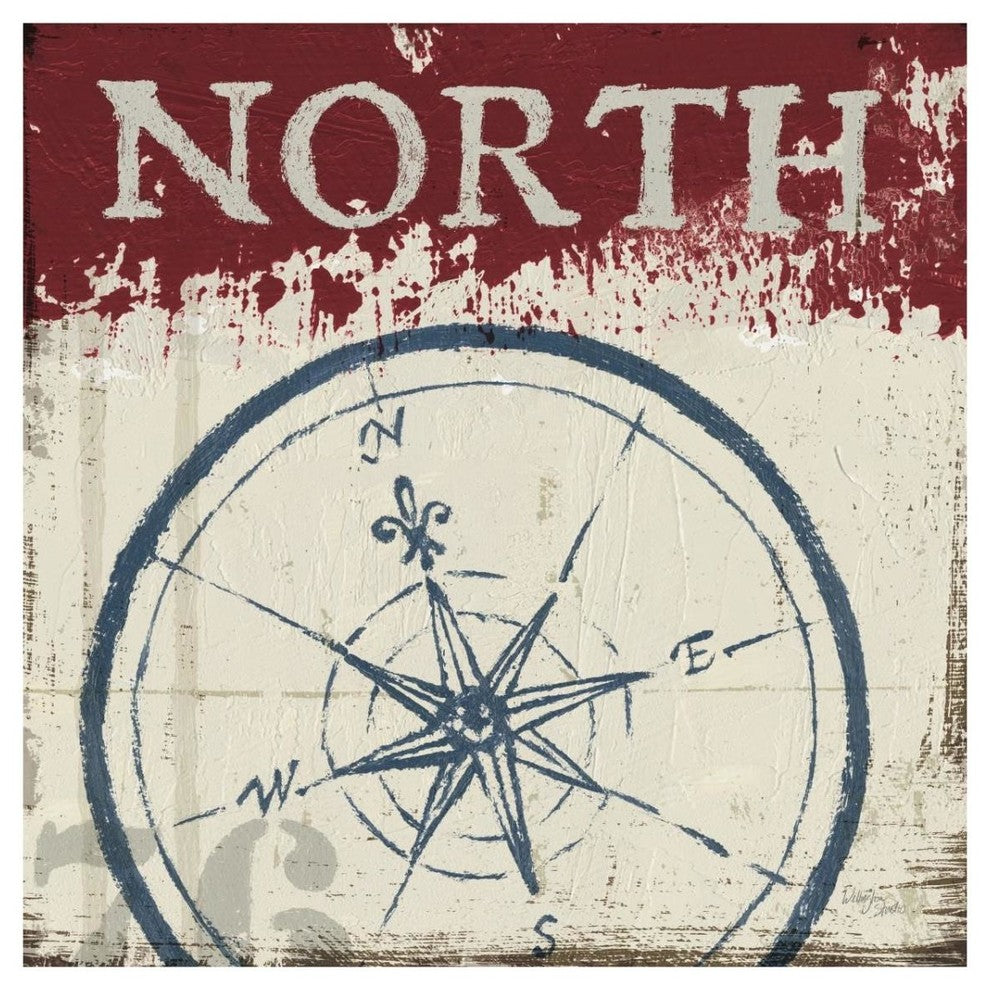 "Nautical I Red" Digital Paper Print by Wellington Studio, 32"x32"