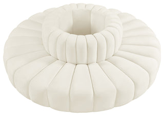 Arc Upholstered Outward Curved Modular Sectional, Cream, 8-Piece: Reverse Corner (8), Velvet