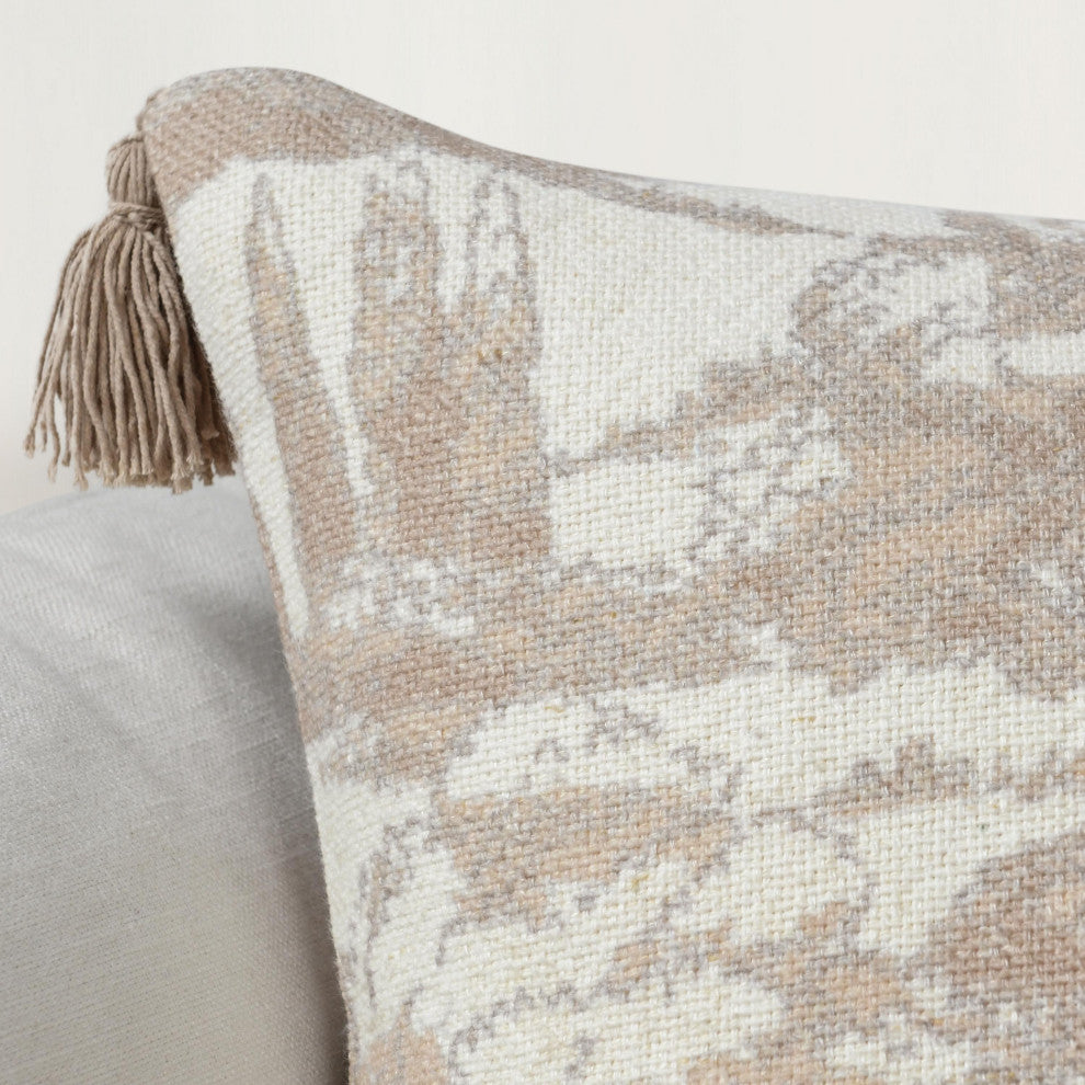 Stonework 22" Cotton Linen Blend Throw Pillow, Beige