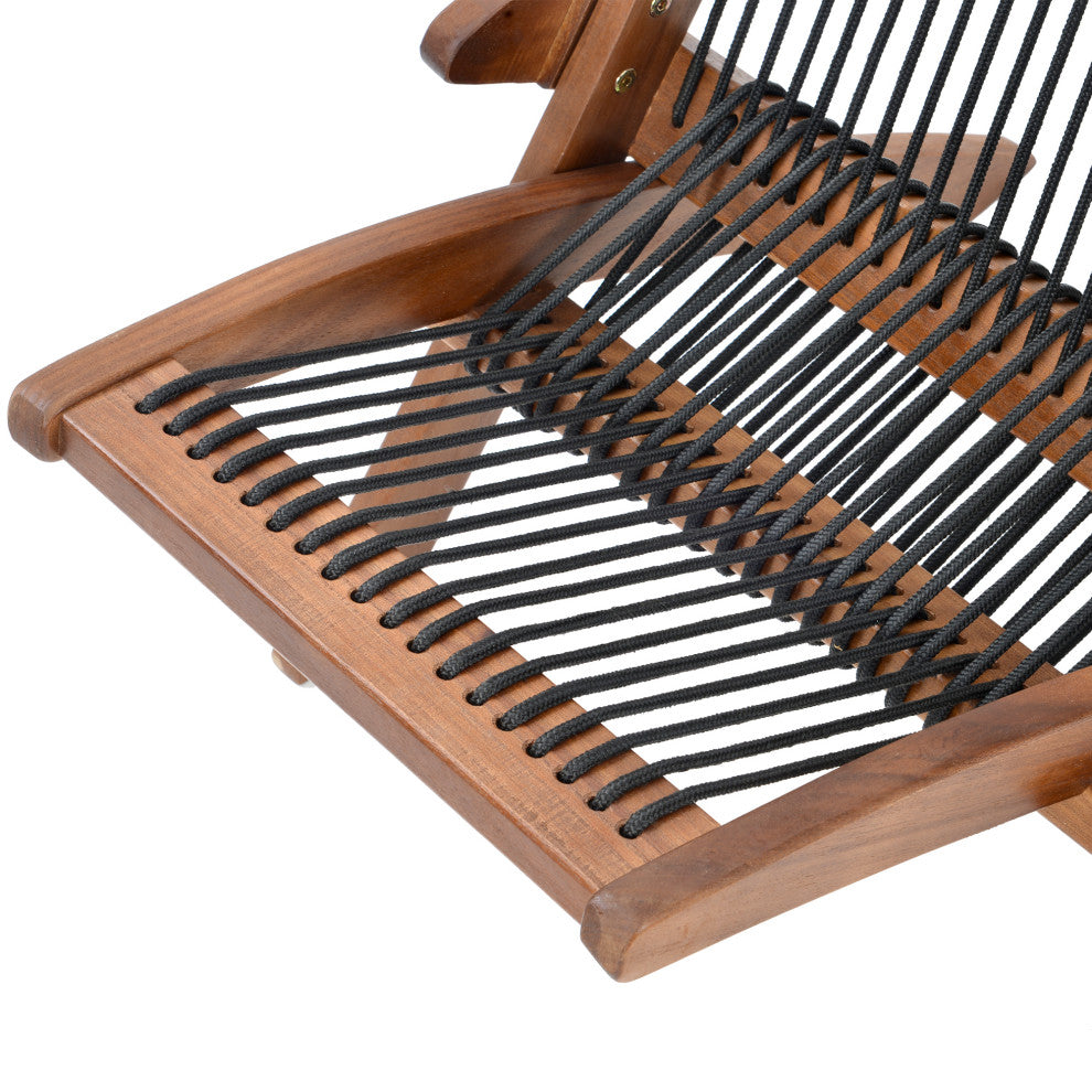Outdoor Patio Folding Roping Wood Chair