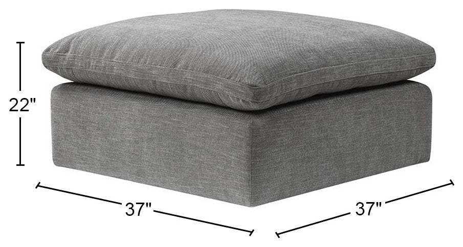 Linen Upholstery Modular Ottoman, Gray