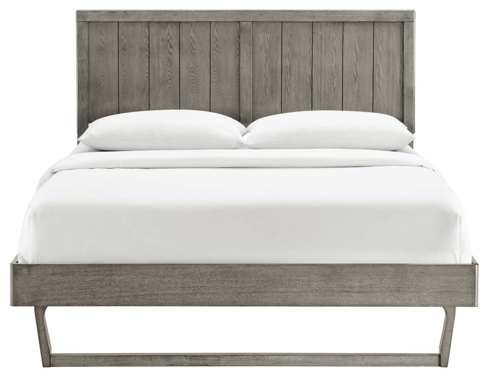 Alana Queen Wood Platform Bed With Angular Frame Gray