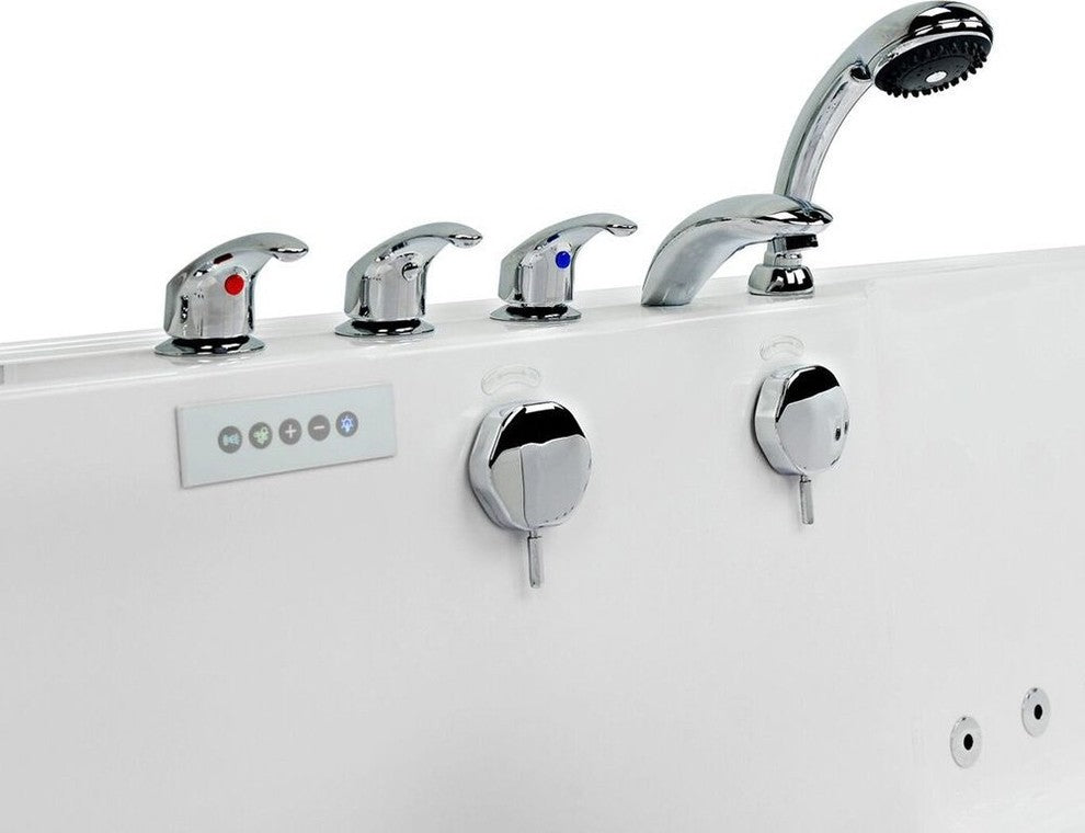 2-Seat Dual+Foot MassageHeated Seats Walk-In Bathtub, 2" Dual Drain