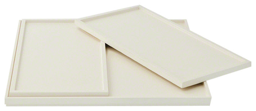 3-Piece Lacquered Ivory Cream Wood Nesting Tray Set, Midcentury Simple R