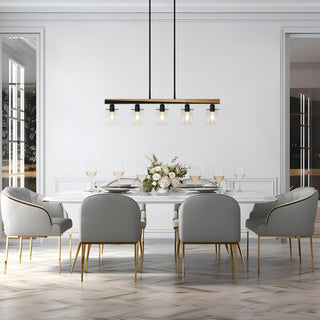 LNC Modern Contemporary 5-Light Black Gold Linear Kitchen Island Light