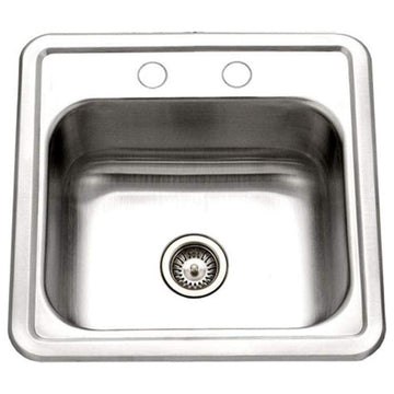 Houzer 1515-6BS Hospitality 15" Drop In Single Basin Stainless - Stainless