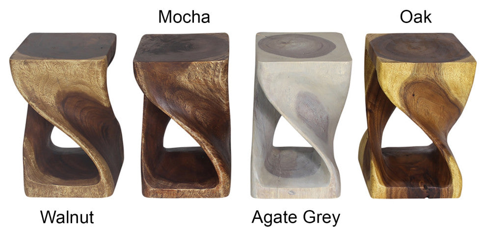 HaussmannÂ® Original Wood Twist Stool 10 X 10 X 16 In High Mocha Oil