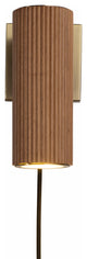 Tambo Wall Sconce - Dark Walnut Wood Finish, Weathered Brass, Dimmer, Natural Ash