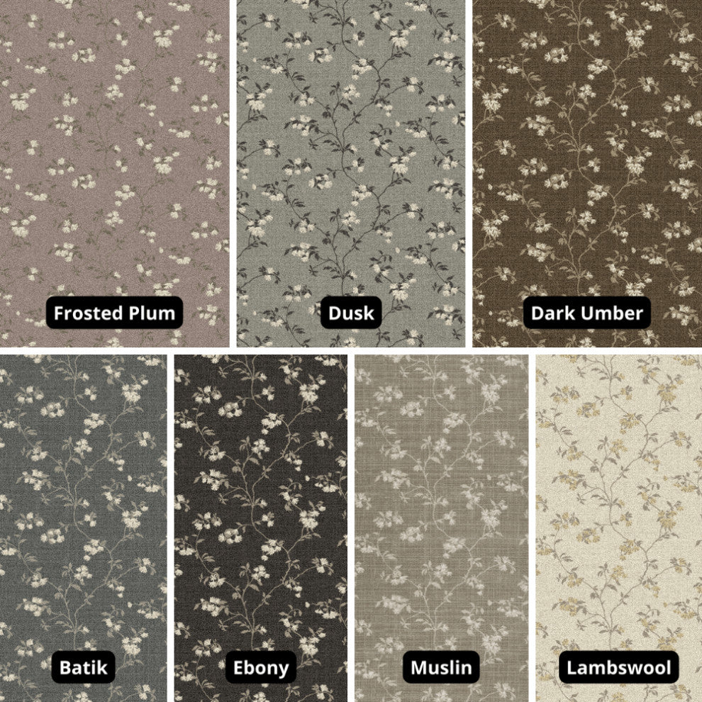 Floral Pattern 3/8 Thick Indoor Area Rug Carpet, Dusk, 7x7