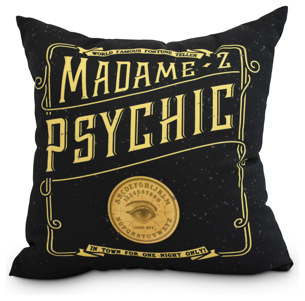 The Psychic Eye Gold/Yellow Halloween Print Decorative Throw Pillow, 18"