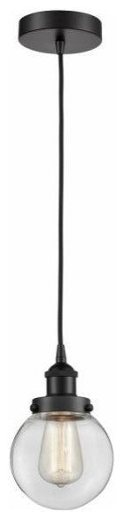 Innovations 616-1PH-BK-G202-6 1-Light Mini Pendant, Matte Black