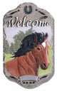 Welcome Sign, "Horse" Porch Decor, Resin Slate Plaque, Ready To Hang Decor