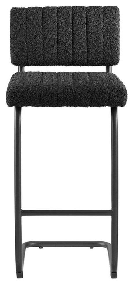 Modway Parity 28" Upholstered Fabric Counter Stool in Black (Set of 2)
