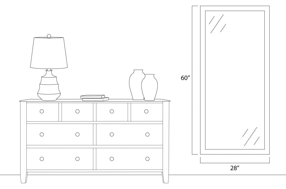 Meade Framed Wall Mirror, Brushed Chrome, 28"x60"