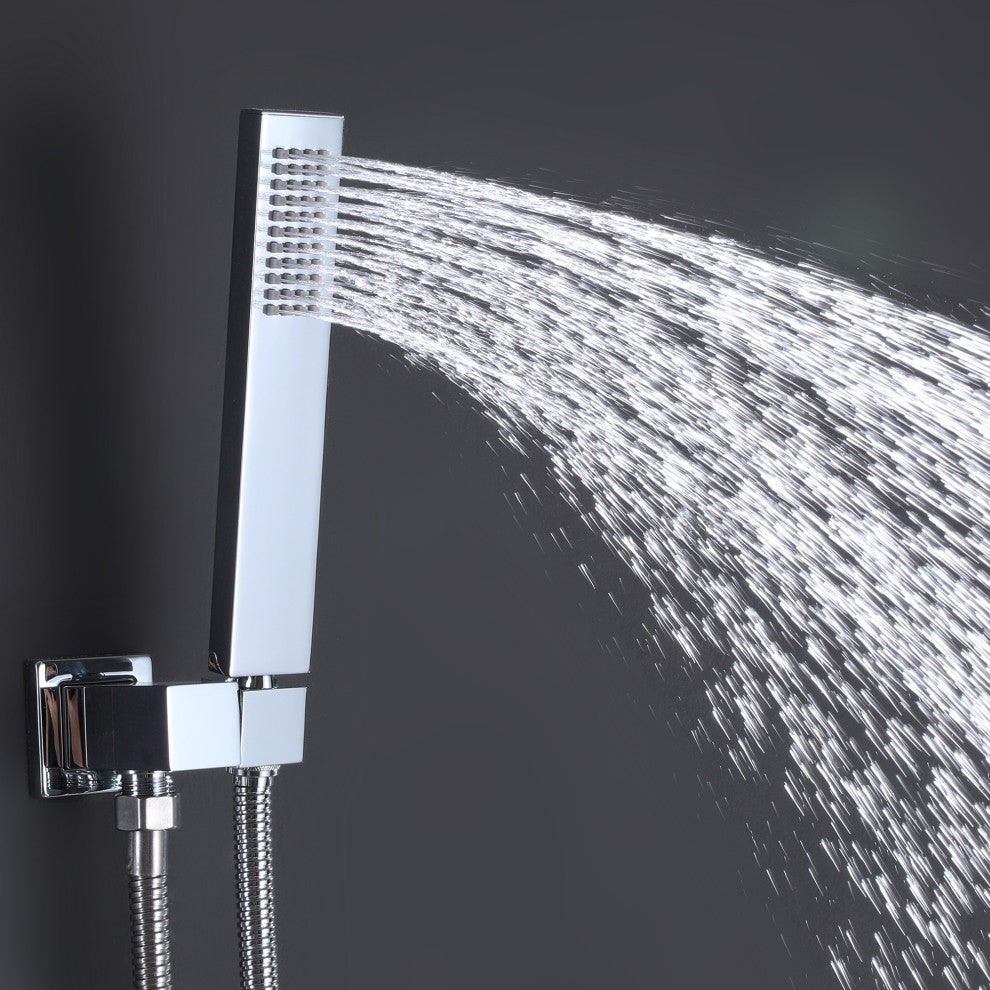Thermostatic Rain Shower System with Hand Shower & Body Jets-Chrome