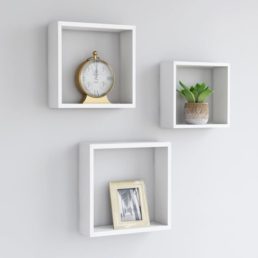 vidaXL wall cube shelves Floating Cube Shelves Display Shelves 3 Pcs White