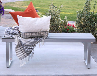 50" Aluminum Patio Outdoor Dining Bench - Grey