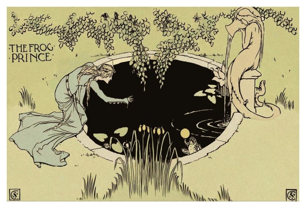 "Frog Prince - The Fountain" Digital Paper Print by Walter Crane, 38"x26"
