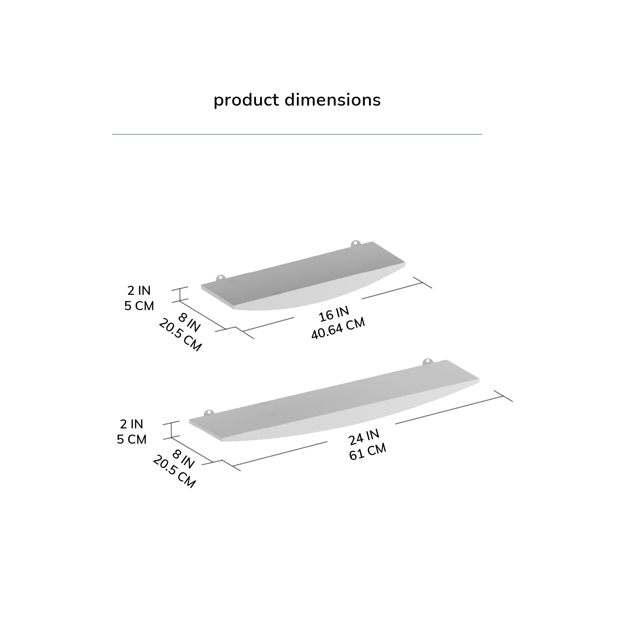 Hutch Set of 2 Wall Mounted Shelves, Natural