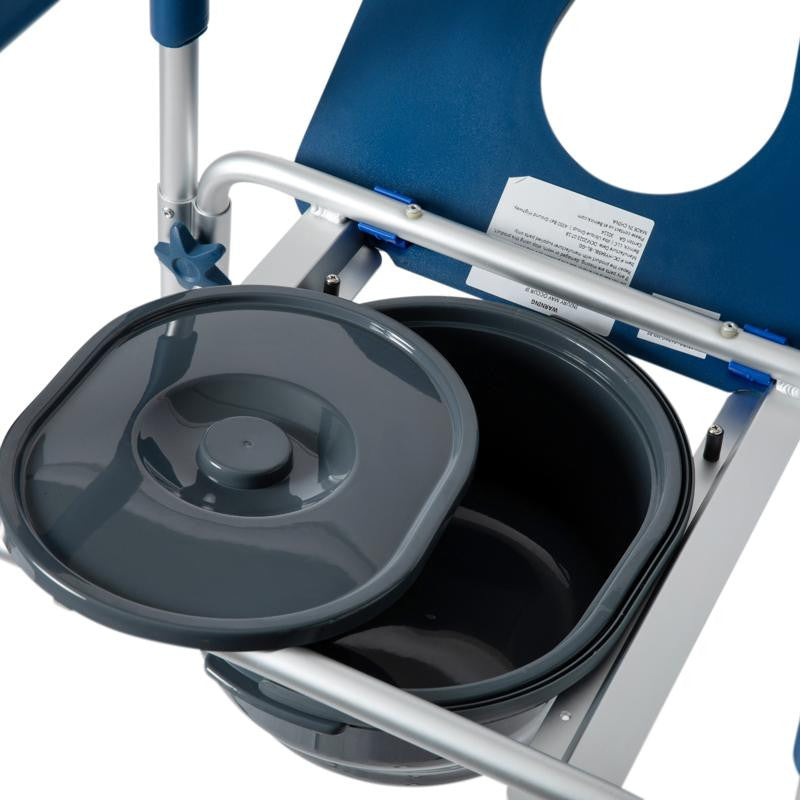 Hercules Shower Commode Chair with Safety Rail, Height Adjustable Frame, Blue