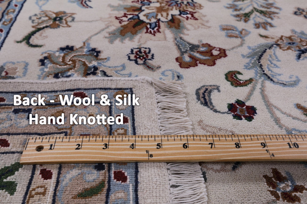 Persian Nain Wool and Silk Hand-Knotted Rug 7' 11" X 10' 4" Q9306