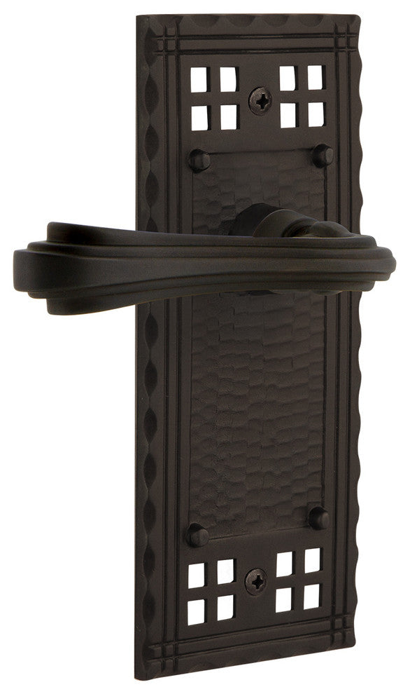 Craftsman Plate With Fleur Lever, Oil-Rubbed Bronze, Privacy, Non-Handed