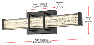 Home Living 16" Led Wall Sconce, Black