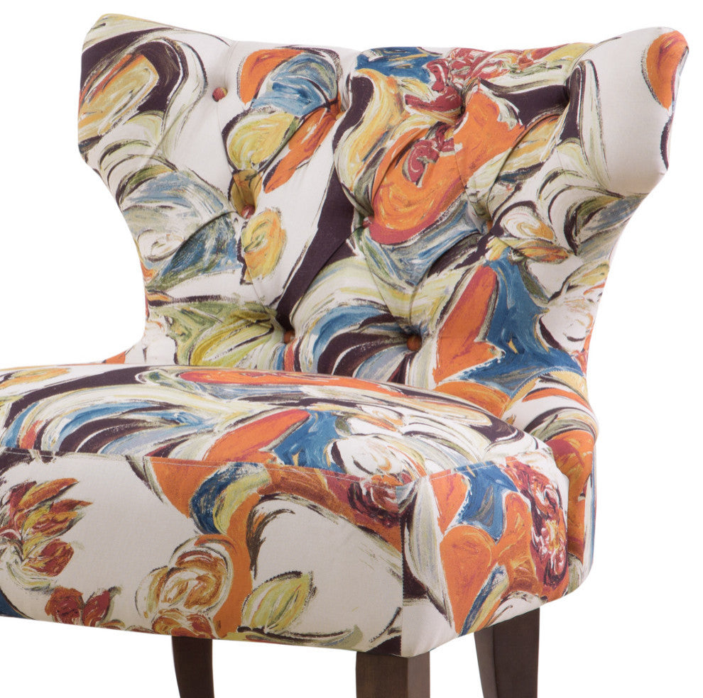 Madison Park Erika Hourglass Tufted Armless Chair, Multi, Abstract