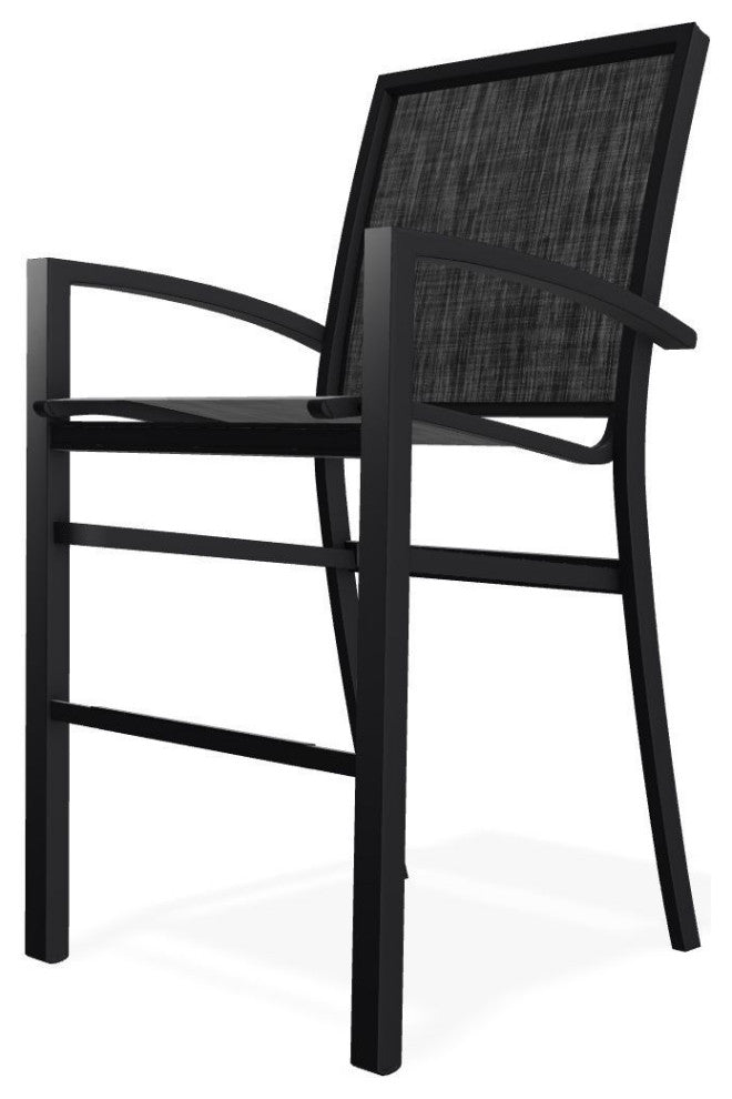 Kendall Sling Bar Height Stackable Outdoor Stool, Augustine Shadow/Black