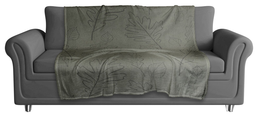 Green Large Leaf Pattern 50x60 Coral Fleece Blanket