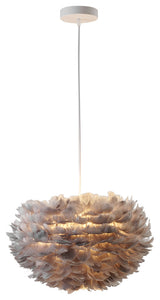 White Iron Ceiling Fixture With Grey Goose Feather
