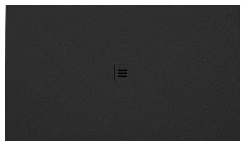 48x36 Feel Shower Base, Center Drain High Density Stone Composite, Black, 48x36