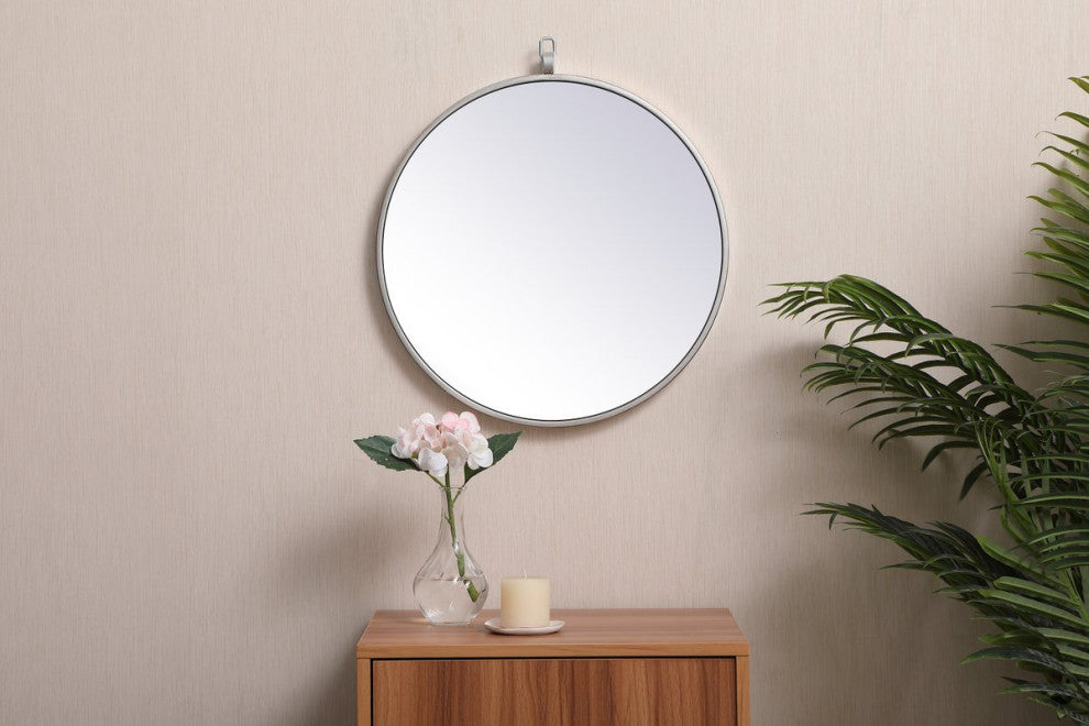 Elegant Decor MR4718S Metal Frame Round Mirror, Decorative Hook, 18"