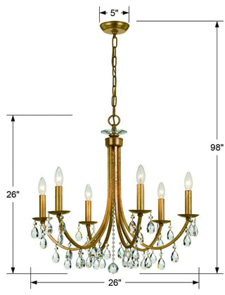 Crystorama Lighting Group 8826-CL-MWP Bridgehampton 6 Light 26"W - Antique Gold