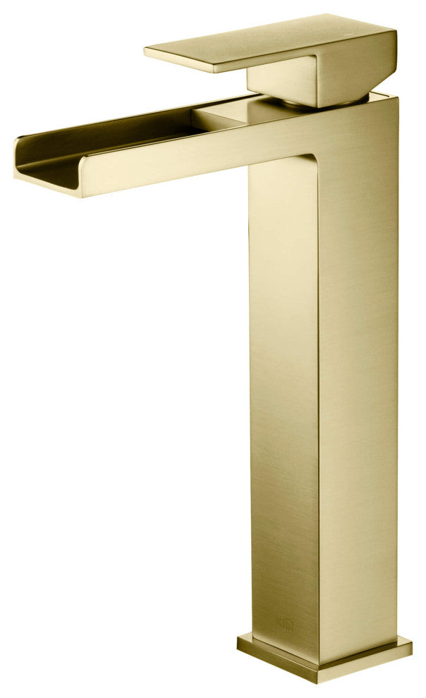 Waterfall Single Handle Vessel Sink Faucet KBF1005, Brushed Gold, Without Drain