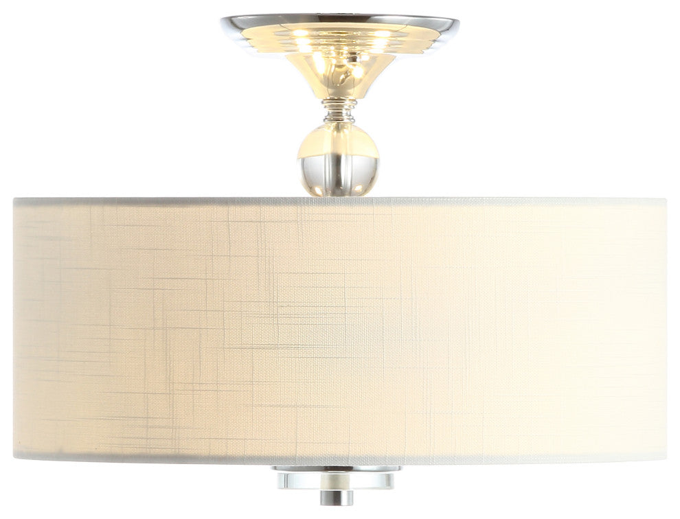 Marc 15" Metal and Crystal LED Flush Mount, Chrome