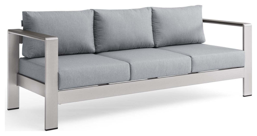 Shore Outdoor Patio Aluminum Sofa - Silver Gray