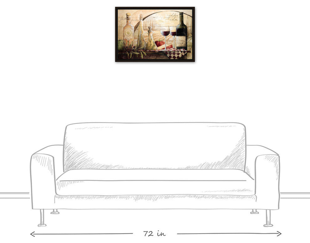 Tuscan Vineyard Wine Canvas Wall Art, 16"x24", Framed