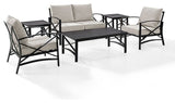 Kaplan 6-Piece Patio Loveseat, 2 Chairs, 2 Side Tables, Table, Oatmeal