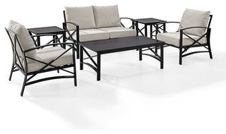 Kaplan 6-Piece Patio Loveseat, 2 Chairs, 2 Side Tables, Table, Oatmeal